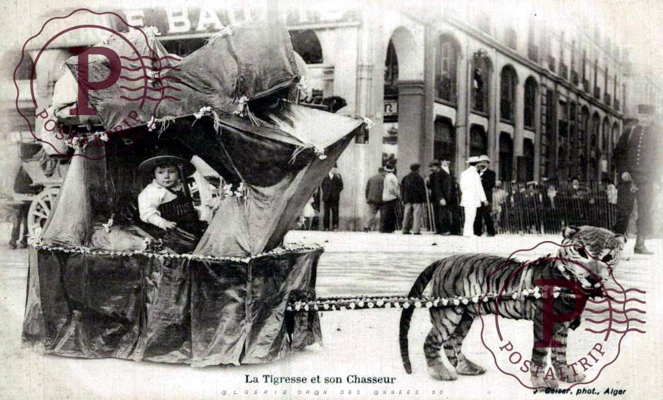 ALGER - BATAILLE DE FLEURS - TIGRESSE ET CHASSEUR - 1912.jpg